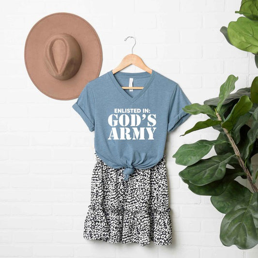 Enlist In God's Army V-Neck Graphic Tee