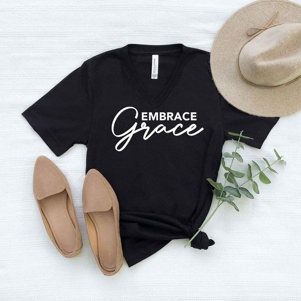 Embrace Grace V-Neck Graphic Tee