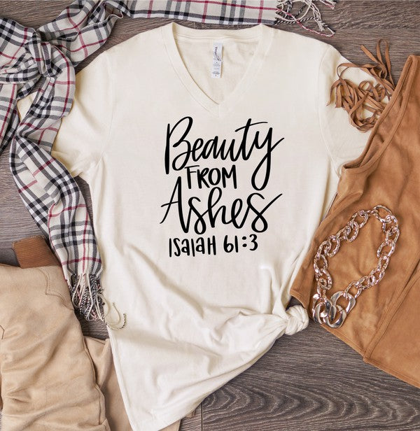 Beauty From Ashes V Neck Graphic Tee