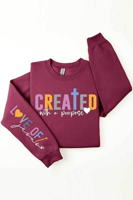 Love of Jesus Sleeve Graphic Fleece Sweatshirts