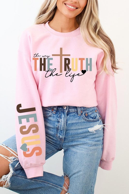 The Way Truth Sleeve Graphic Fleece Sweatshirts