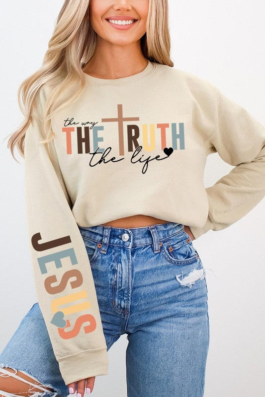 The Way Truth Sleeve Graphic Fleece Sweatshirts