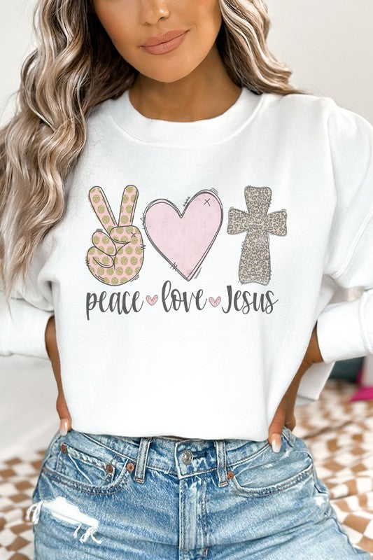 Easter Peace Love Jesus Graphic Sweatshirt
