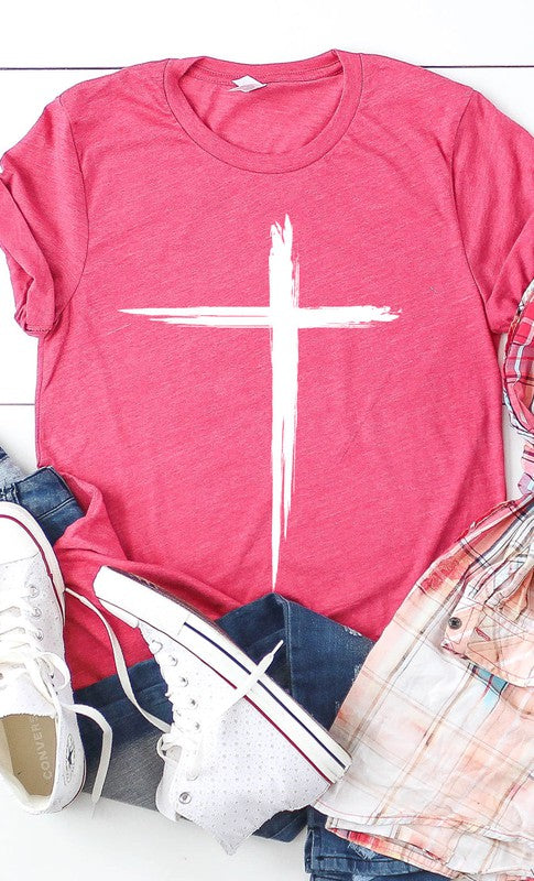 Distressed Cross White Ink Graphic Tee PLUS